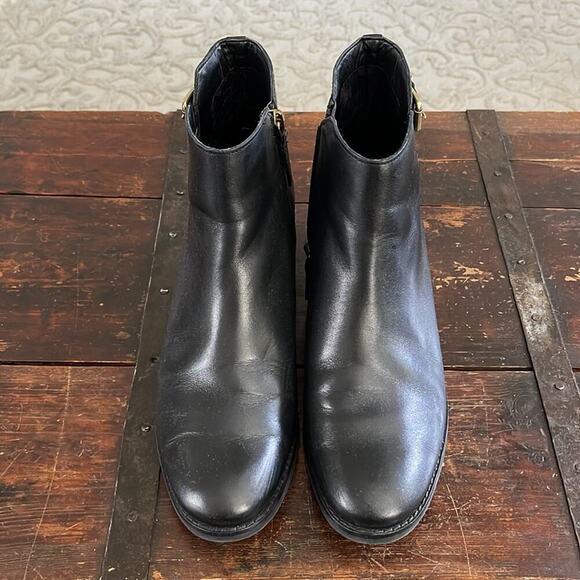Cole Haan Black Leather Ankle Boots with Buckle Size 8.5 - Picture 5 of 8